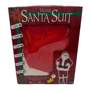 Fun World Complete Velour Santa Claus Suit Plus Size Adult Costume Sz 50-54